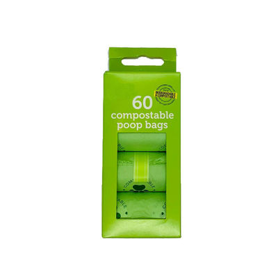 Venda a retalho 100% compostável Biodegradável Saco de cocô de cão Sacos de embalagem sustentáveis Fornecedor China OEM Logotipo personalizado