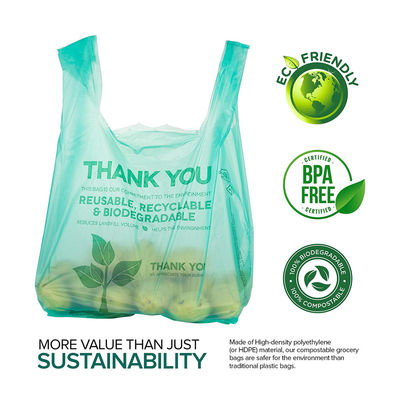 Bom preço 100% compostável Amido de milho sustentável Eco-friendly Frutas frescas Vegetais Embalagem T-shirt plástico biodegradável Saco on-line