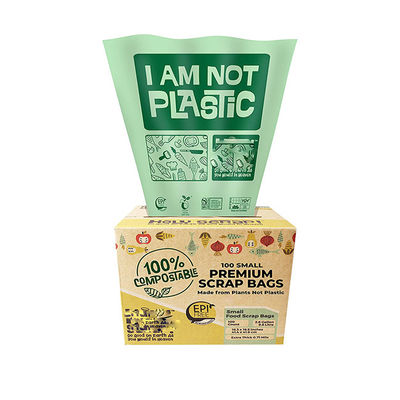 Bom preço Portagem a retalho Sustentável 100% Amido de milho biodegradável Impressão personalizada de cozinha alta compostável Saco de lixo para sucata de alimentos on-line